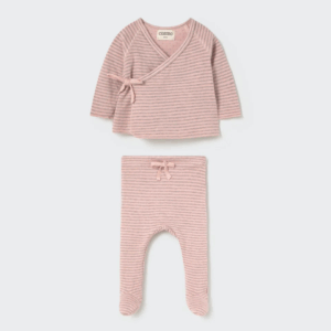 ensemble de naissance Silver Pink Double Faced Jersey