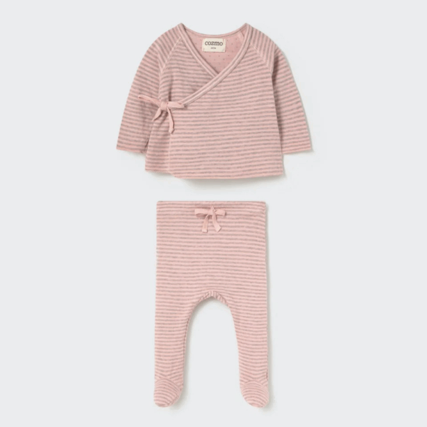 ensemble de naissance Silver Pink Double Faced Jersey