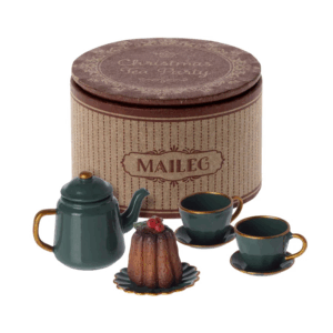 Coffret goûter Noël souris Maileg avec théière et gâteau