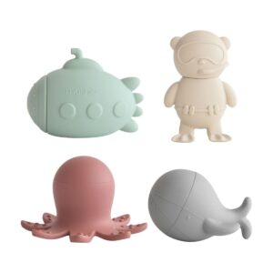 Jouet de bain figurine Mushie avec animaux marins en silicone