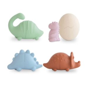 Jouets de bain dinos Mushie en silicone souple pour bébé