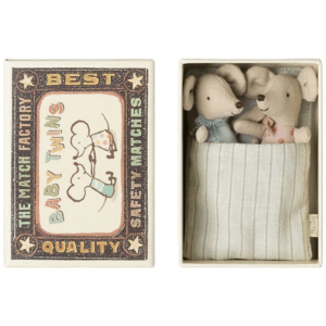 Jumeaux bébés souris Maileg dans leur boîte assortie