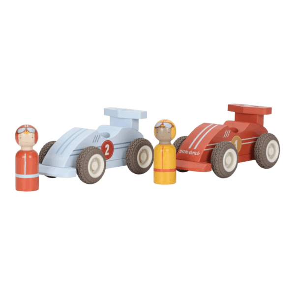 voitures de course en bois Little Dutch à rétrofriction avec pilotes