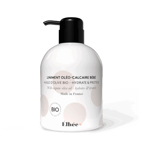 Liniment oléo-calcaire bio Elhée flacon 500 ml pour le change de bébé