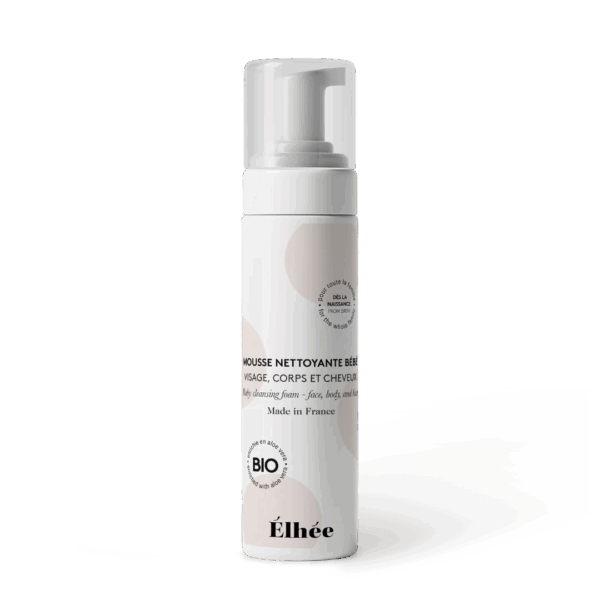 Mousse nettoyante bébé bio Elhée en flacon pompe 150 ml
