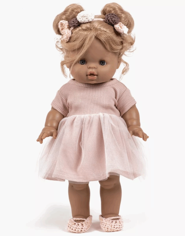 Robe tutu rose pour poupée Minikane Rosana à manches courtes