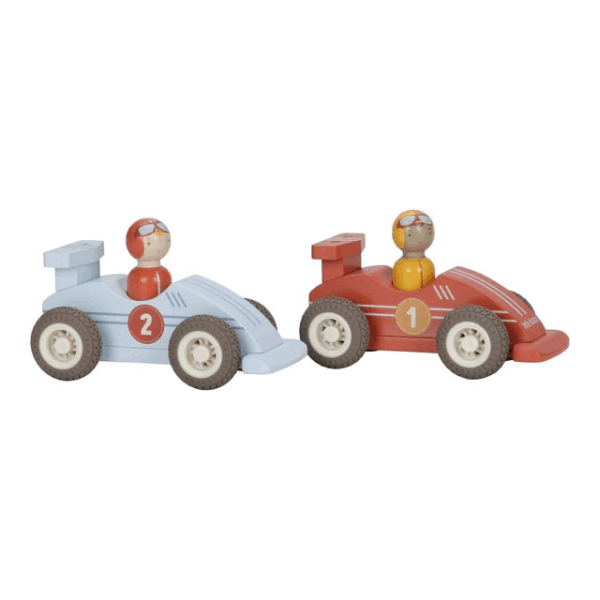 voitures de course en bois Little Dutch à rétrofriction avec pilotes