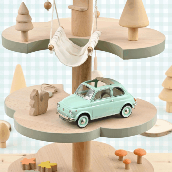 Voiture miniature Fiat 500L 1968 1/18 turquoise clair – Image 2
