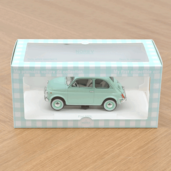 Voiture miniature Fiat 500L 1968 1/18 turquoise clair Norev