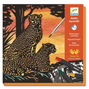 Atelier Aquarelle animaux Djeco avec cartes et crayons aquarellables