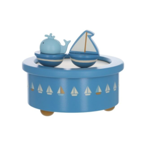 Boîte à musique bateau et baleine décorative pour chambre enfant