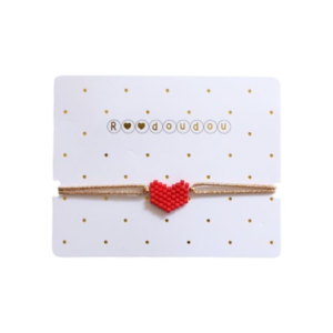 bracelet enfant cœur rouge perles dorées