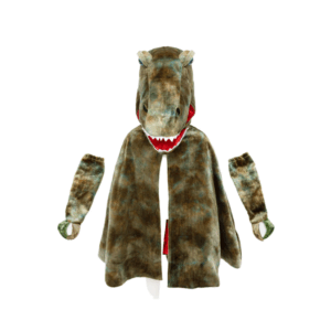 Cape dinosaure T-Rex noire et rouge avec capuche et griffes – Great Pretenders