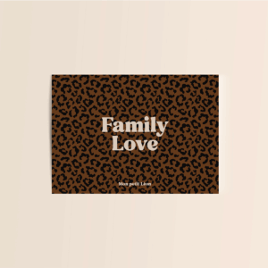 Carte citation Family Love Mon Petit Léon avec fond léopard foncé