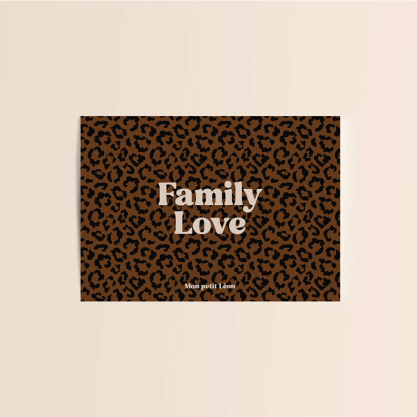 Carte citation Family Love Mon Petit Léon avec fond léopard foncé