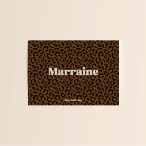 Carte citation Marraine Mon Petit Léon avec fond léopard foncé
