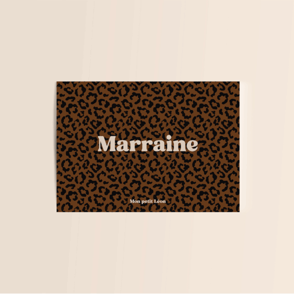 Carte citation Marraine Mon Petit Léon avec fond léopard foncé