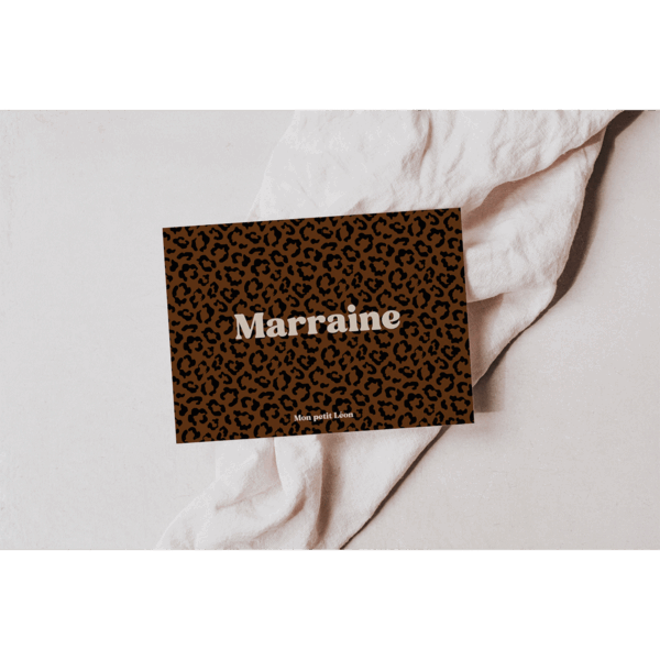 Carte citation Marraine Mon Petit Léon avec fond léopard foncé