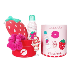 Coffret bain fraise Inuwet avec mousse de douche et accessoires