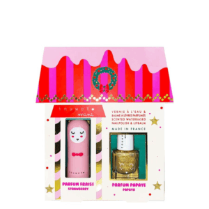 Coffret baume et vernis Maison Juliette enfant baume fraise et vernis doré papaye