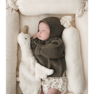 Coussin Bombon Babyshower Ivory Powder en coton organique