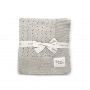 Couverture bébé tricot cachemire beige Babyshower