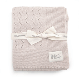 Couverture bébé tricot cachemire nude Babyshower