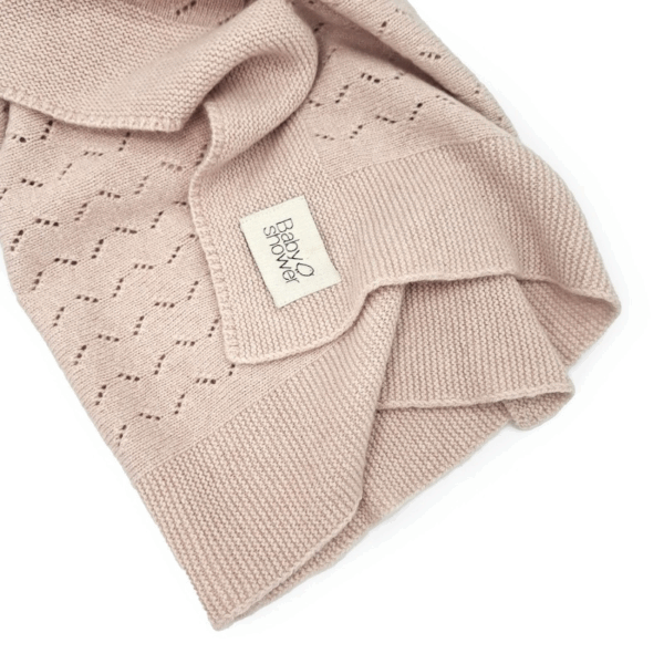 Couverture bébé tricot cachemire nude Babyshower