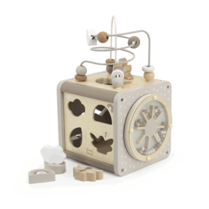 Cube d’activités en bois 5 en 1 Label Label couleur Nougat