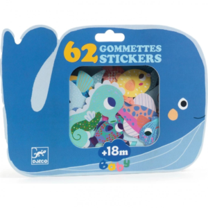 Gommettes animaux mer bébé Djeco stickers épais