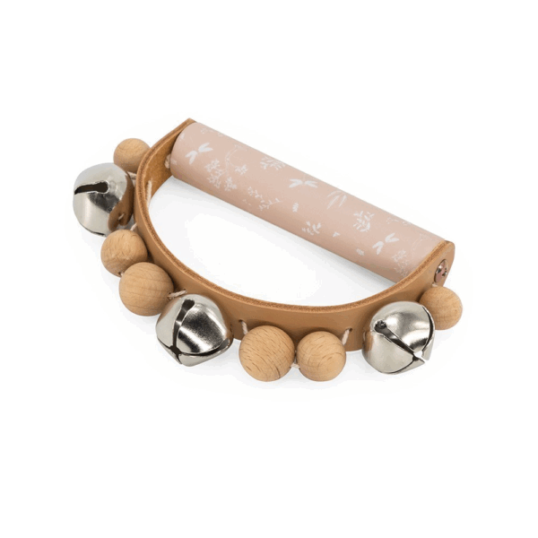 Hochet en bois avec grelots Label Label couleur rose