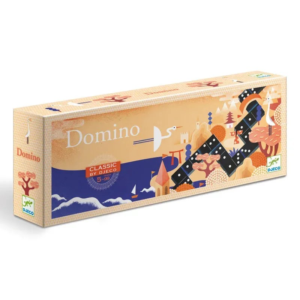 Jeu domino classique Djeco avec dominos élégants sur fond noir
