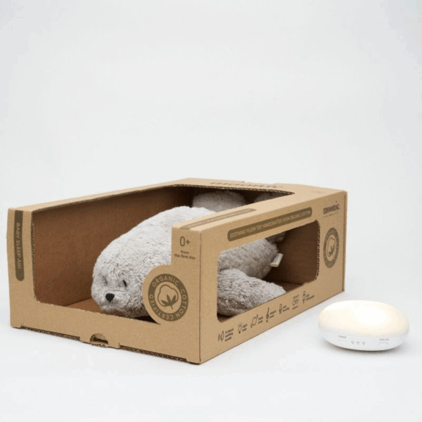 Peluche veilleuse phoque nature bio gris – Moonie – Image 4