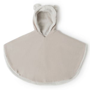 Poncho Polair Teddy Babyshower Latte Powder en polaire et coton