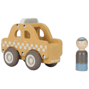 Taxi en bois jaune Little Dutch avec roues en caoutchouc