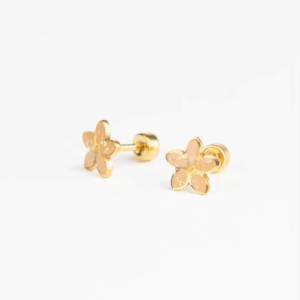 Boucles oreilles enfant Golden Flora Mrs Ertha en acier doré 18 carats
