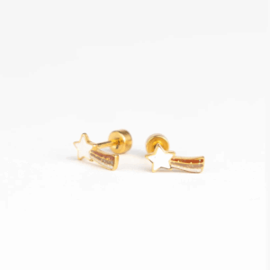 Boucles oreilles étoile filante en acier inoxydable doré Mrs Ertha