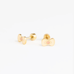 Boucles oreilles noeud Mrs Ertha en acier doré 18 carats