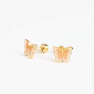 Boucles oreilles papillon pailleté Mrs Ertha en acier inoxydable