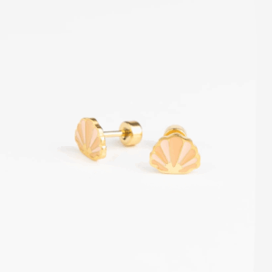 Boucles oreilles puces coquillage Coquillage Doré en acier doré Mrs Ertha