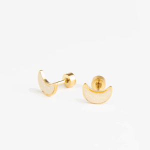 Boucles oreilles puces lune Lune Brillante en acier doré Mrs Ertha