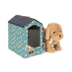 Chien en peluche qui marche Konges Slojd avec sa niche