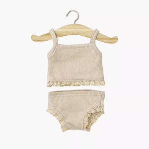 Dessous fille en maille côtelée et dentelle pour poupon Minikane