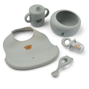 coffret repas bébé Liewood MILEAH Dove Blue complet