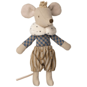 Prince souris Maileg grand frère avec couronne et tenue brodée