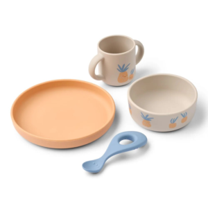 set repas bébé silicone Liewood Pineapple