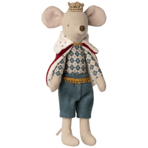 Souris Roi Maileg Papa avec cape et couronne dorée