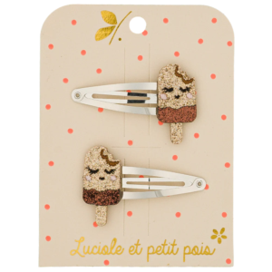 Barrettes glace au chocolat Luciole et Petit Pois pailletées