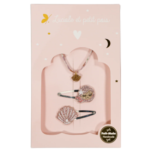 Coffret Pearly Luciole et Petit Pois barrettes sirène et bracelet coquillage