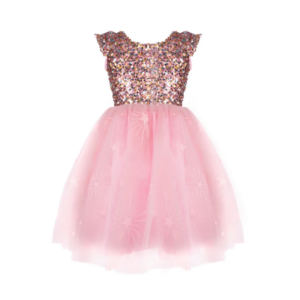 Robe à sequins enfant star A Star is Born avec jupe tulle rose étoilée